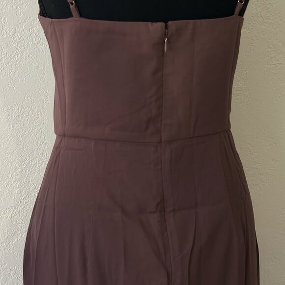 Lulus Reinette NWT New Mauve Midi Dress size M medium Faux wrap Spaghetti Strap - Picture 4 of 11